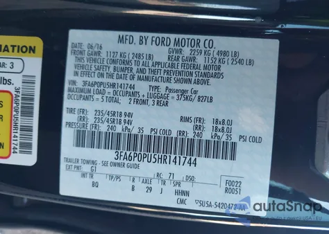 2017 Ford Fusion Energi Se Luxury из США, поврежденный, VIN 3FA6P0PU5HR141744